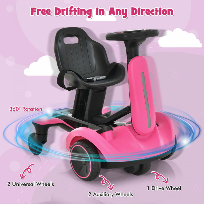 Costway 6v Kids Ride On Drift Car Electric Drifting Go Kart For Kids With 360° Spin Pink