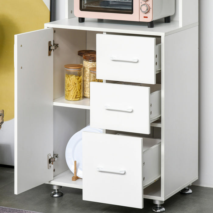 HOMCOM Modern Kitchen Cupboard Storage Organizer Microwave Cabinet, White