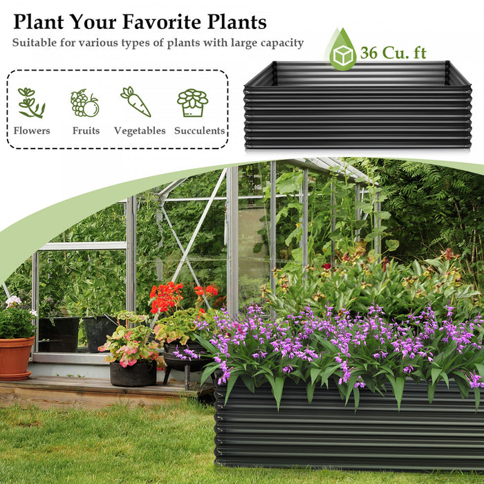 Costway 1 Pc Galvanized Raised Garden Bed Outdoor Planter Box Firewood Rack Log Holder