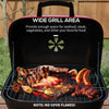 Outsunny Charcoal BBQ Grill, Portable Barbecue Smoker with Lid, Wheels, Storage Rack, Red