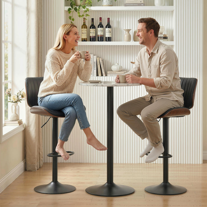 HOMCOM Bar Stools Set of 2, Mid-Century Modern Swivel Barstools, Black