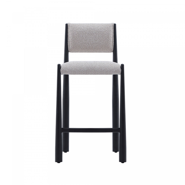 Lennor Mid-Century Modern Boucle Metal Counter Stool in Champagne