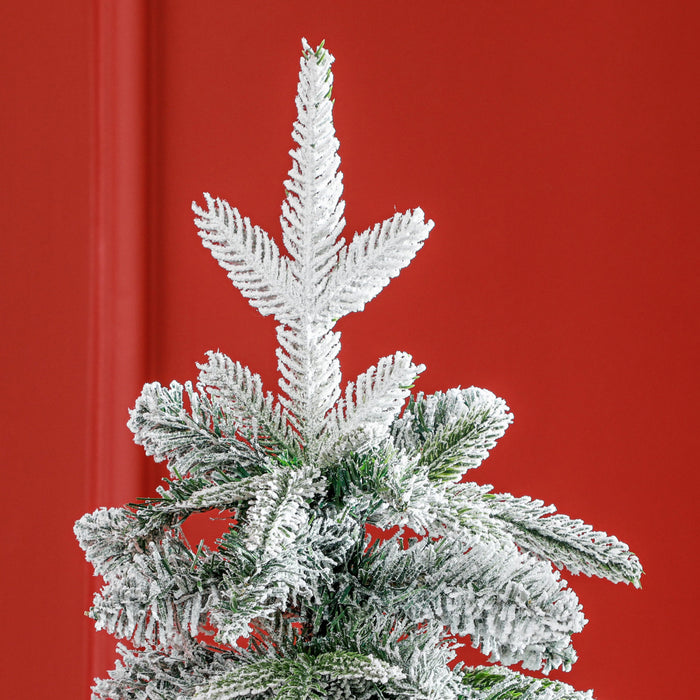 Homcom 6ft Flocked Pencil Christmas Tree With Auto Open, Steel Base