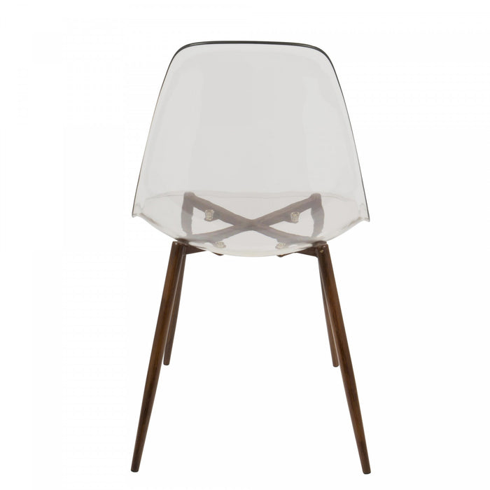 LumiSource Clara Walnut Clear Mid-Century Modern Dining Accent Chair - Set of 2