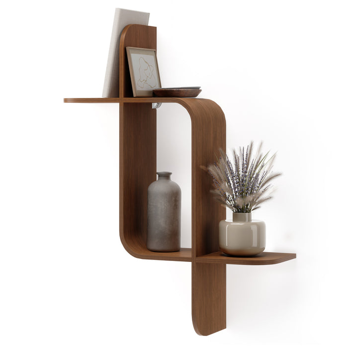 Umbra Modern Wood Montage Wall Shelf - Light Walnut