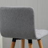 HOMCOM Bar Stool Set of 2 Upholstered Kitchen Stool w/ Wood Legs, Grey