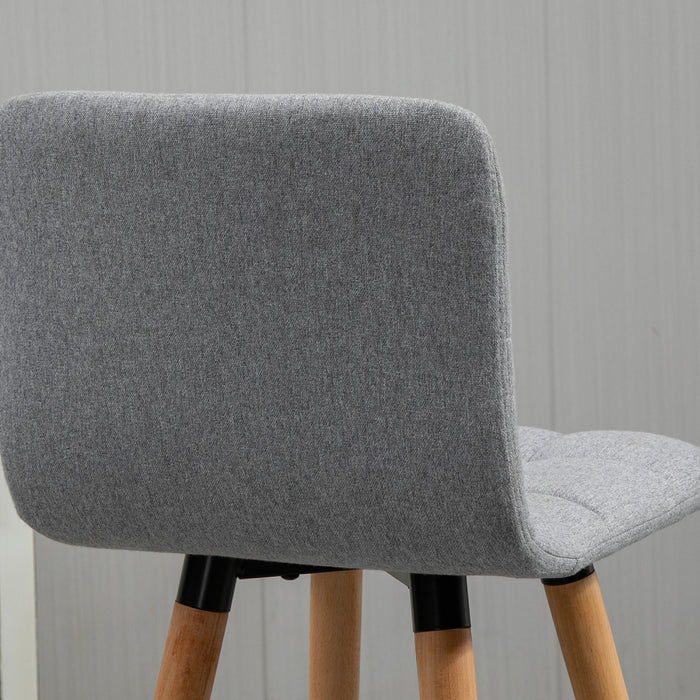 HOMCOM Bar Stool Set of 2 Upholstered Kitchen Stool w/ Wood Legs, Grey