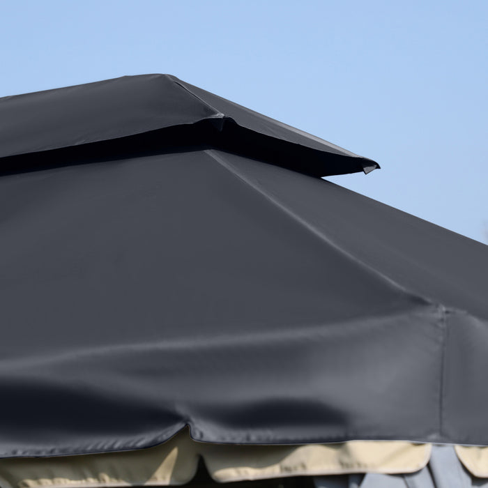 Outsunny 13' X 10' Outdoor Patio Gazebo Canopy With 2-tier Polyester Roof, Vented Mesh Sidewall & Strong Aluminum Frame, Black