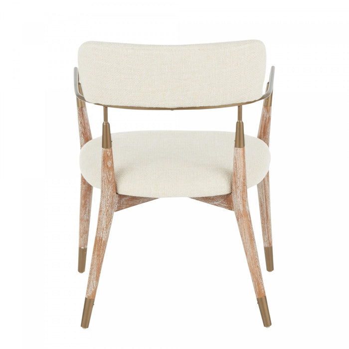 LumiSource Savannah Cream Fabric Contemporary Dining Chair - Set of 2