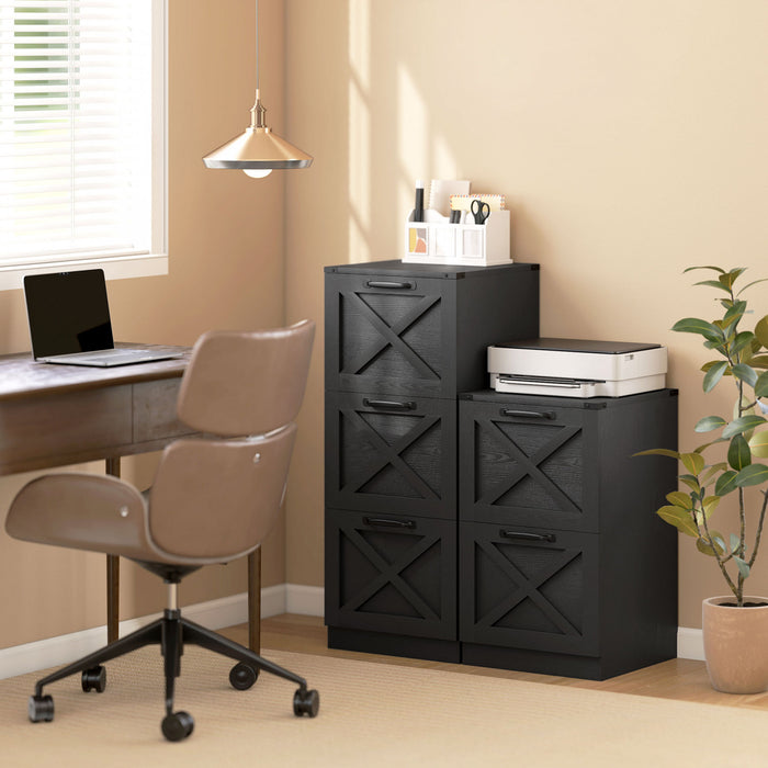 HOMCOM 3 Drawer File Cabinet, Filing Cabinet Fits Letter/A4 Size, Black