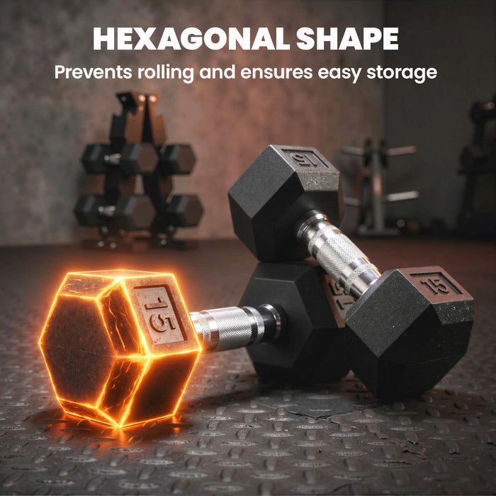 Soozier 120lbs Hex Dumbbell Weight Set with Vertical Rack for Home Gym
