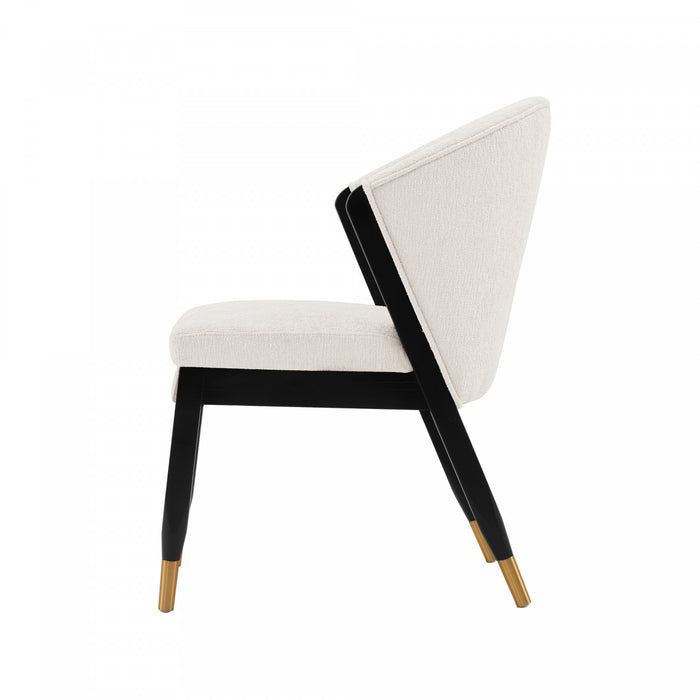 Ola Modern Wood Chenille Dining Chair in Cream - Set of 2