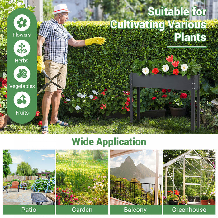 Costway 40\" Raised Garden Bed With Legs Metal Elevated Planter Box Drainage Hole Backyard