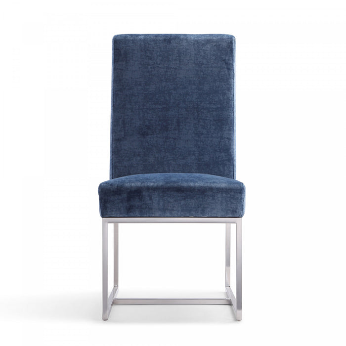 Element Modern Velvet Metal Dining Chair in Blue - Set of 2