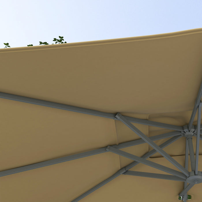 Outsunny 10' X 13' Cantilever Patio Umbrella With Windproof Straps, Khaki