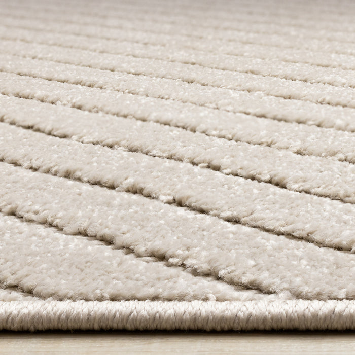 Oslo Beige Angled Striped Design Rug, 7'10\" x 10'6\" Indoor Area Rug