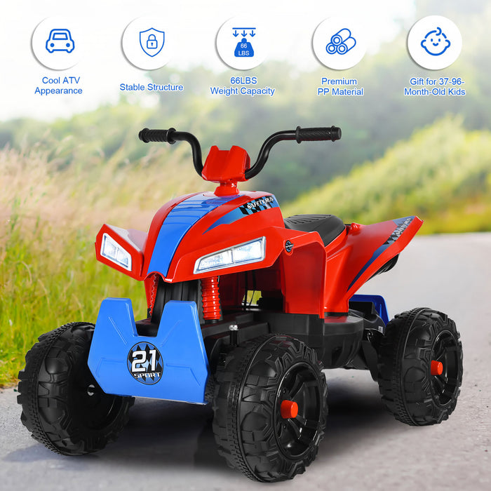 Costway Kids Ride On Atv 4 Wheeler Quad Spring Suspension W/ Lights&music Red