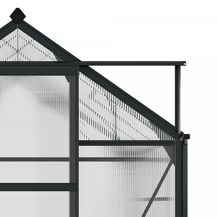 Outsunny 6' X 8' Clear Polycarbonate Greenhouse Walk-in Green House Garden Plants Grow Galvanized Base Aluminum Frame With Rain Gutter, Vent And Sliding Door, Grey