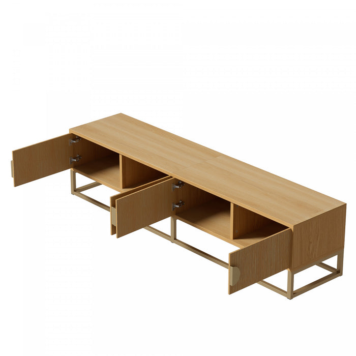 Aspect 70.8 Inch Modern TV Cabinet with Wood Grain Finish and Soft-Close Hinges, Natural