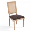 Oliver Solid Wood Rubberwood Dining Chair Set of 2 with Upholstered Seat Cane Backrest and Fluted Legs,Brown | Oliver lot de 2 chaises de salle a manger en bois massif (hevea) avec assise rembourree, dossier en cannage et pieds canneles, marron