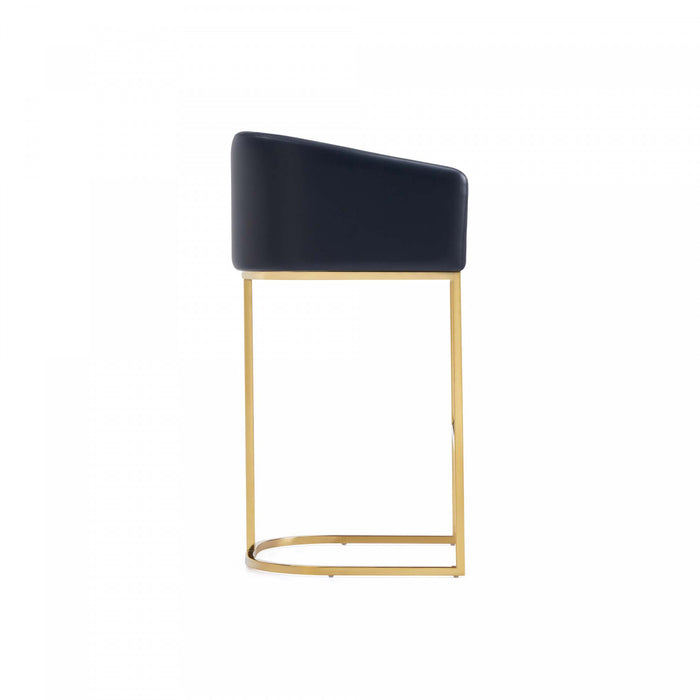 Louvre Mid-Century Modern Metal Upholstered Barstool in Black Bar Stool