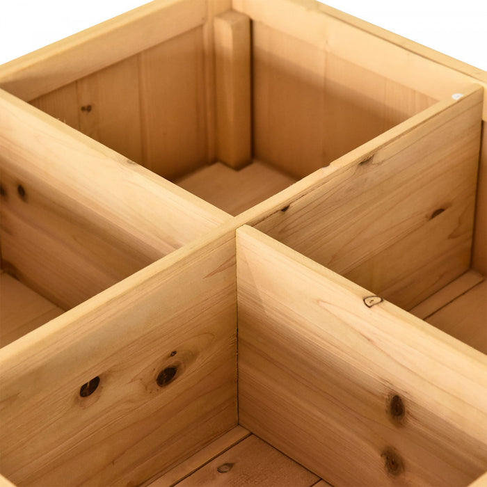 Outsunny 43.25\" X 18\" X 30\" Elevated Wooden Garden Plant Stand Outdoor Raised Natural Flower Bed 8 Grid Box W/ Storage Shelf Yard Herb Planter