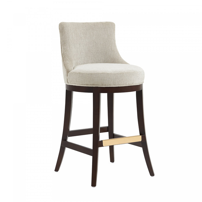 Lucia Modern Chenille Wood Upholstered Barstool in Natural - Set of 3