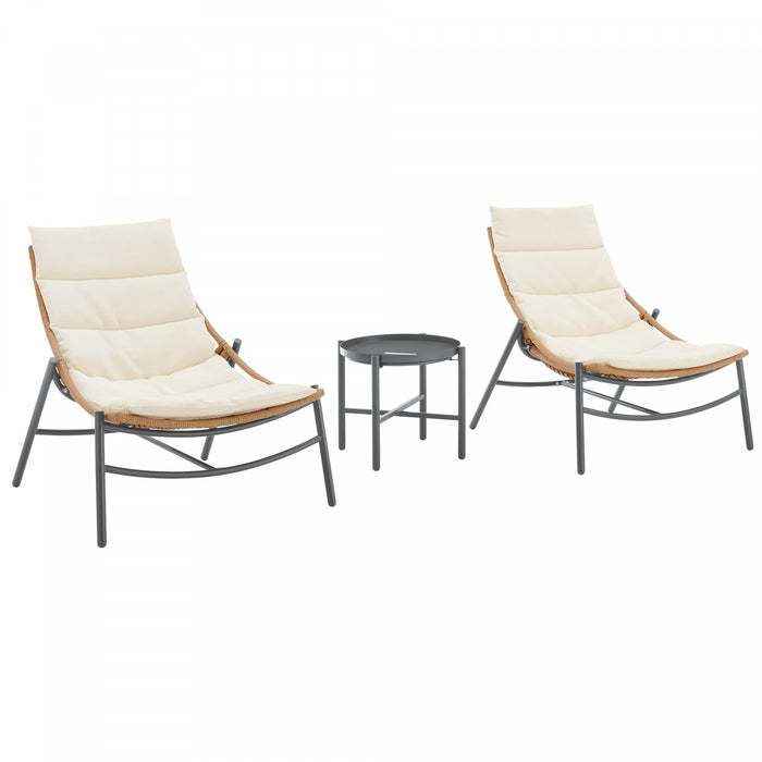 Sunset Modern 3-Piece Conversation Set in Cream