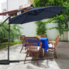 Costway 10FT Patio Offset Umbrella Solar Powered LED 360Degree Rotation Aluminum Navy