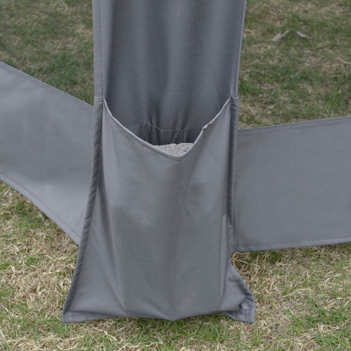Outsunny 12.5' Pop Up Gazebo Hexagonal Canopy Tent Outdoor Shelter Pavilion Sun Protection With Mesh Sidewalls, Handy Bag, Dark Grey