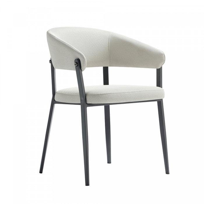 Belle Modern Metal Upholstered Dining Chair in Oatmeal - Set of 2