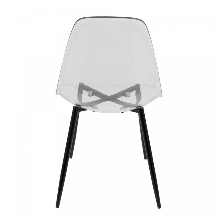 LumiSource Clara Black Clear Mid-Century Modern Dining Accent Chair - Set of 2