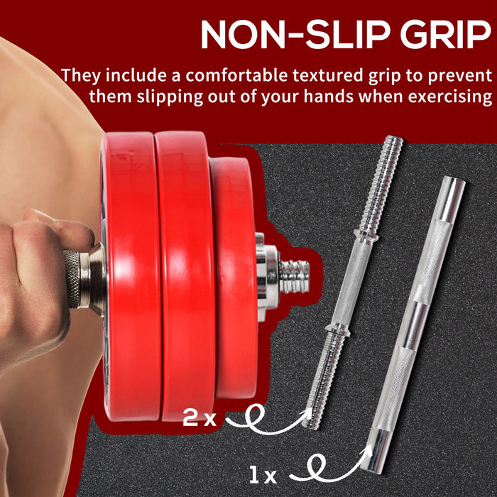 Soozier 66lbs 2-In-1 Dumbbell & Barbell Adjustable Set Strength Muscle Exercise Fitness Plate Bar Clamp Rod Home Gym Sports Area