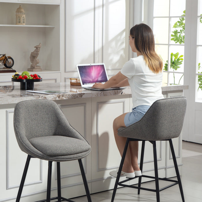 HOMCOM Swivel Bar Stools Set of 2 26\" Counter Height Barstools, Dark Grey