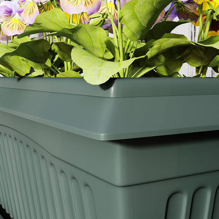Outsunny 7 Pack 15.7\" Plant Pots, Flower Planters w/ Drainage Holes, Green