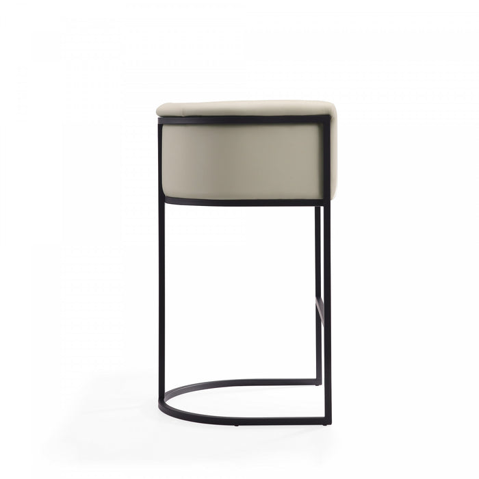 Cosmopolitan Mid-Century Modern Metal Upholstered Barstool in Stone Gray