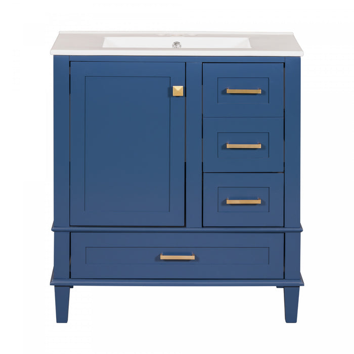 Olivia 30\" Bathroom Vanity with Sink Combo and Storage Drawers,Blue