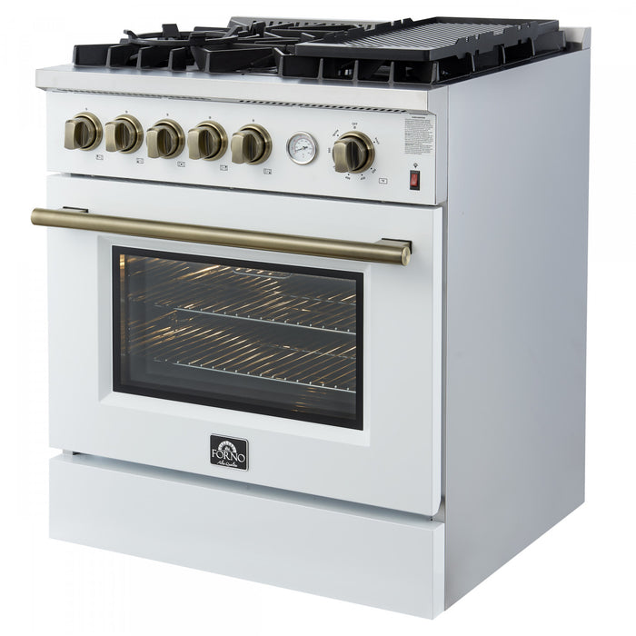 Forno Giovanni 30-inch Gas Range White, 4.32 cu.ft, -FFSGS6274-30WHT