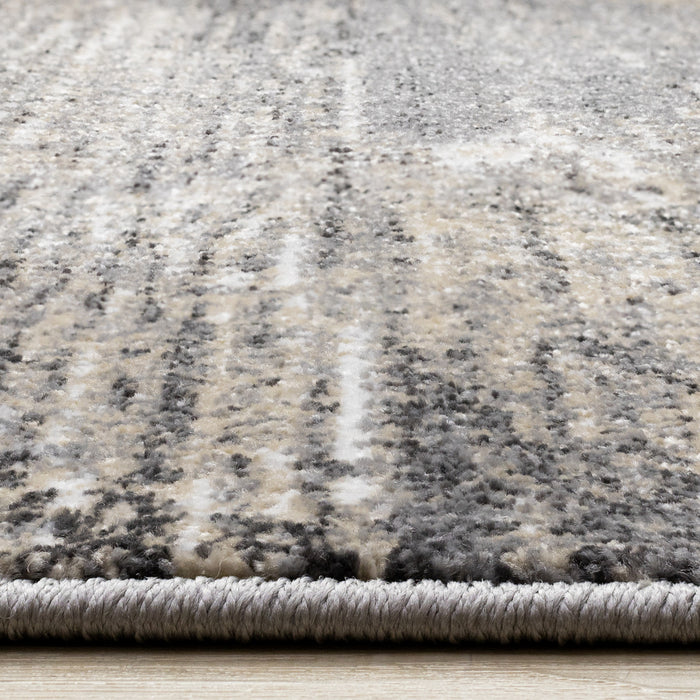 Dayton Grey Beige White Distressed Diamond Pattern Rug, 6'7\" x 9'10\" Indoor Area Rug