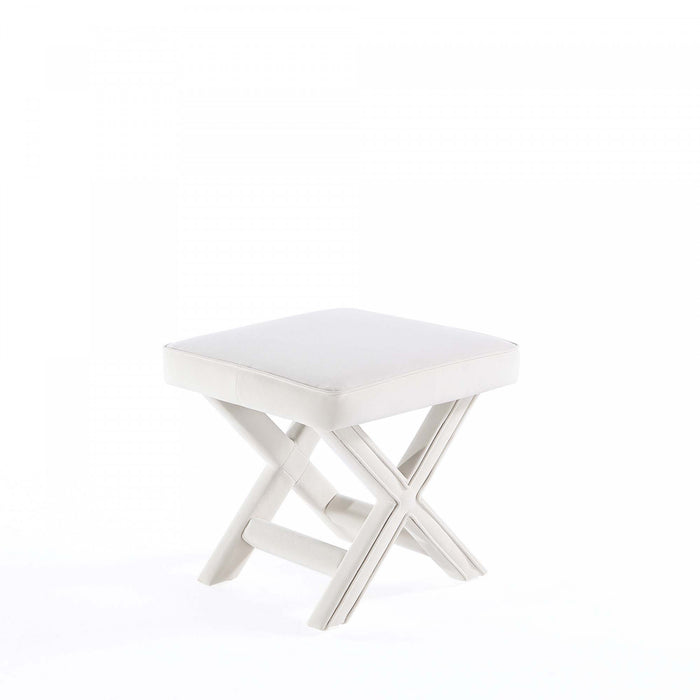 Abigail Mid-Century Modern Upholstered Velvet Accent Bench in Cream