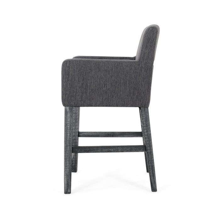Lewis 26\" Seat Height Counter Stool With Upholstered Fabric And Solid Wood Legs, Charcoal