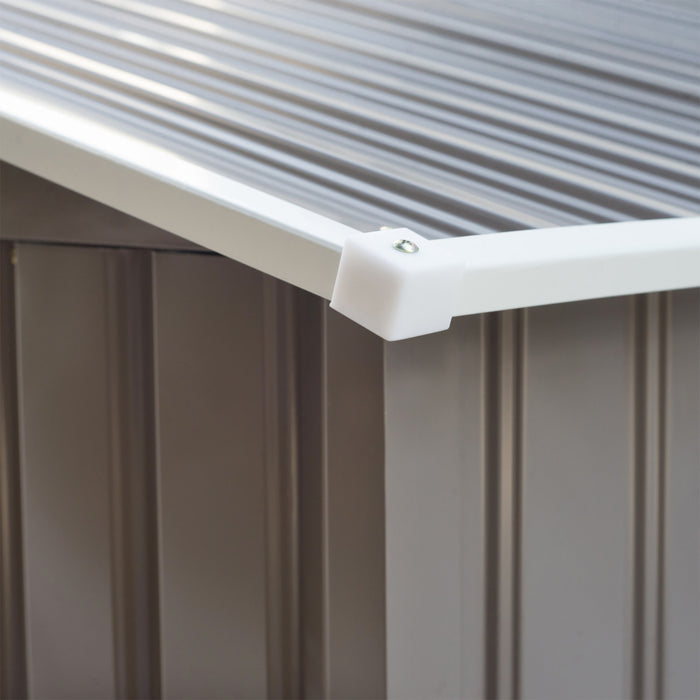 Outsunny 9' X 6' Garden Storage Shed With Floor Foundation, Metal Tool Storage House With Double Doors For Outdoor Patio Yard, Gray