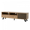 Lucas TV Stand with Storage Drawers and Open Shelving,Natural | Lucas meuble TV – meuble avec tiroirs de rangement et etageres ouvertes, finition naturelle