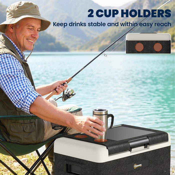 Outsunny 12 Volt Car Refrigerator, 32QT Car Fridge Electric Cooler, 12/24V DC and 100-240V AC, -4-68 ℉, Portable Refrigerator for Truck SUV Travel Camping Road Trips Tailgating