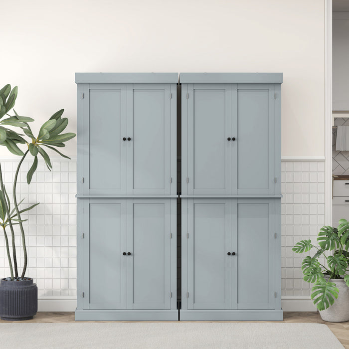 HOMCOM Freestanding 4 Door Kitchen Pantry Cabinet with Shelves Grey