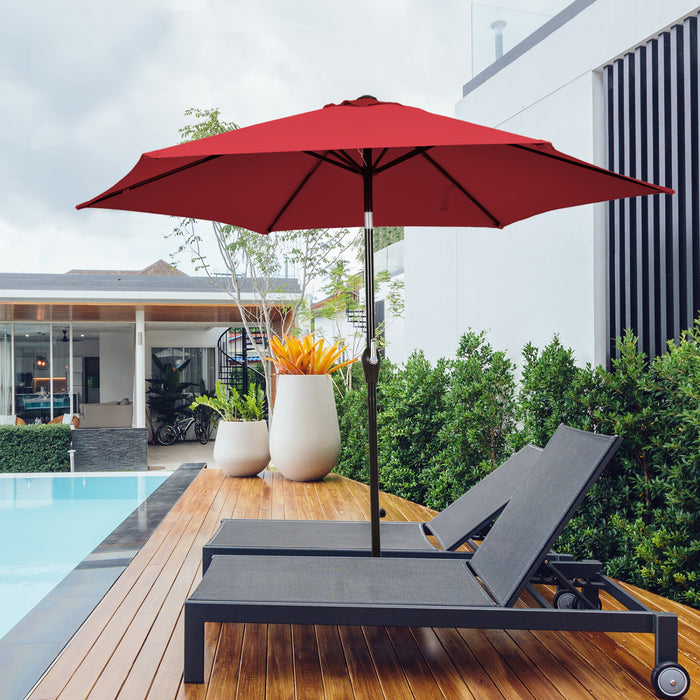 Costway 10Ft Outdoor Market Patio Table Umbrella Push Button Tilt Crank Lift Burgundy Burgundy