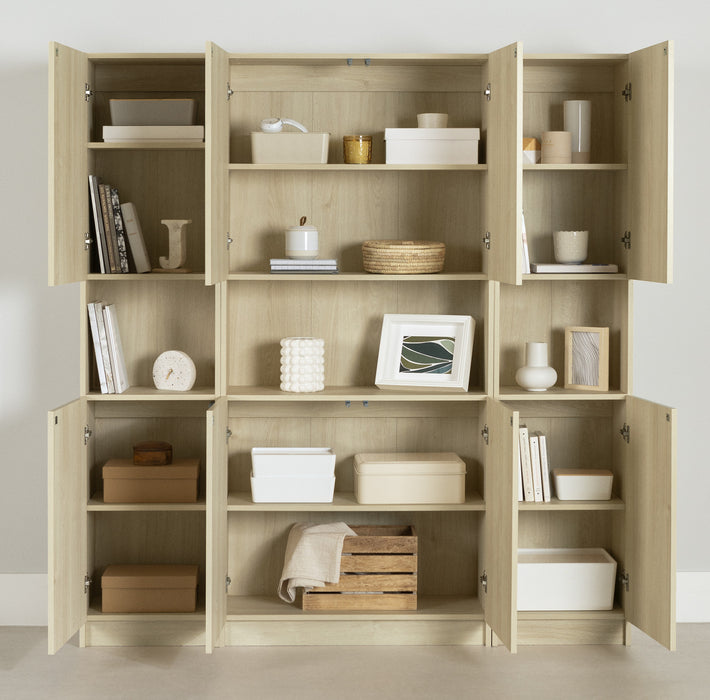 Liora Set Of Bookcase And 2 2-door Narrow Bookcases - Bleached Oak