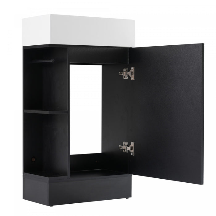 Ethan 18.6\" Bathroom Vanity with Sink and Adjustable Shelf, Black