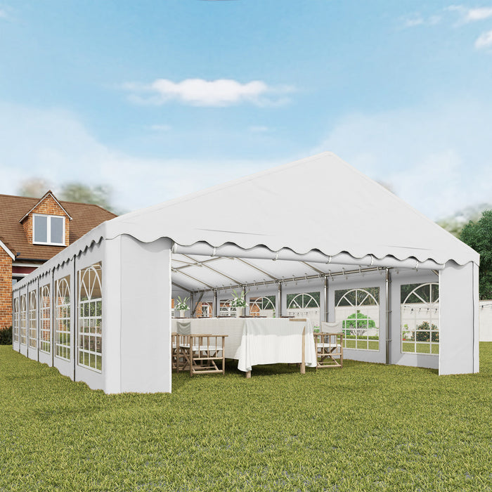 Outsunny 20' x 40' Large Party Tent with Removable Window Sidewalls, White