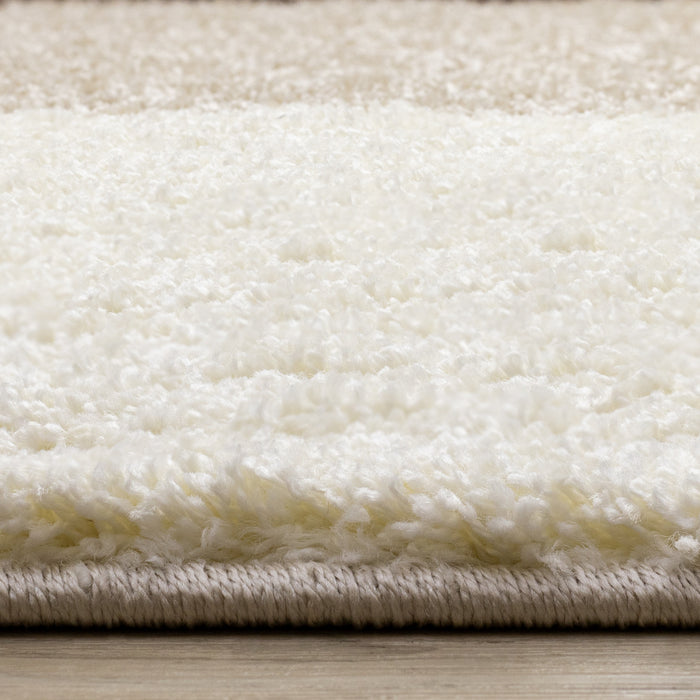 Fairmont Brown Beige White Checkered Rug, 6'7\" x 9'6\" Indoor Area Rug